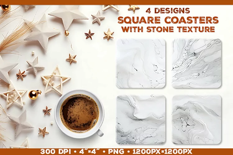 Stone Texture Square Coasters | Coasters Sublimation PNG
