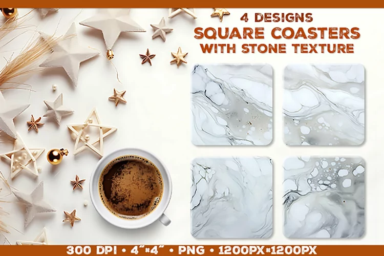 Stone Texture Square Coasters | Coasters Sublimation PNG