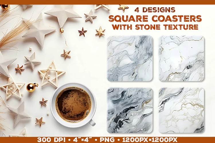 Stone Texture Square Coasters | Coasters Sublimation PNG