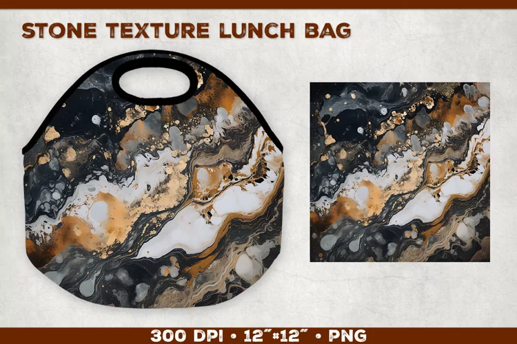 Stone Texture Lunch Bag Sublimation Design. Lunch Bag Design