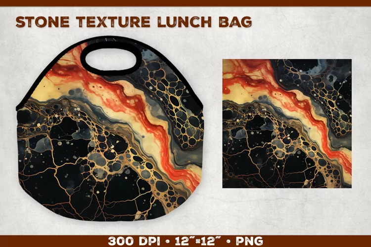 Stone Texture Lunch Bag Sublimation Design. Lunch Bag Design