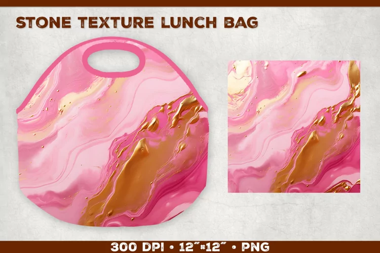 Stone Texture Lunch Bag Sublimation Design. Lunch Bag Design