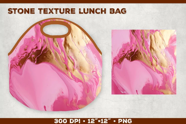 Stone Texture Lunch Bag Sublimation Design. Lunch Bag Design