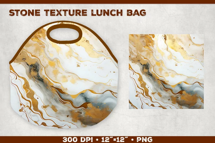 Stone Texture Lunch Bag Sublimation Design. Lunch Bag Design