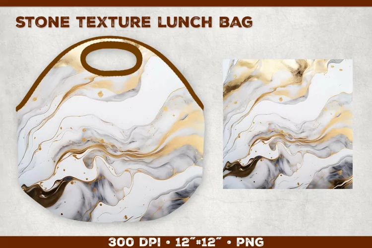 Stone Texture Lunch Bag Sublimation Design. Lunch Bag Design