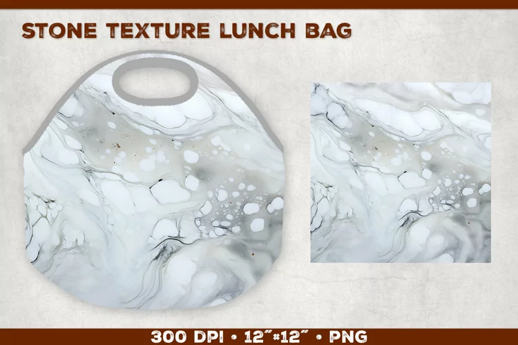 Stone Texture Lunch Bag Sublimation Design. Lunch Bag Design