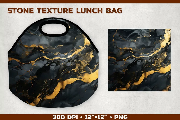 Stone Texture Lunch Bag Sublimation Design. Lunch Bag Design