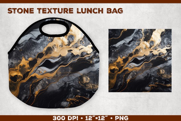 Stone Texture Lunch Bag Sublimation Design. Lunch Bag Design example image 1