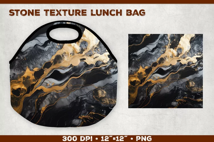 Stone Texture Lunch Bag Sublimation Design. Lunch Bag Design