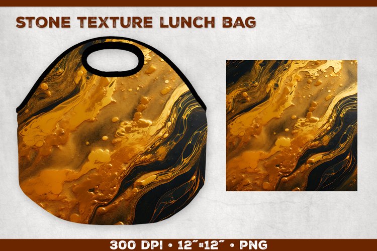 Stone Texture Lunch Bag Sublimation Design. Lunch Bag Design example image 1