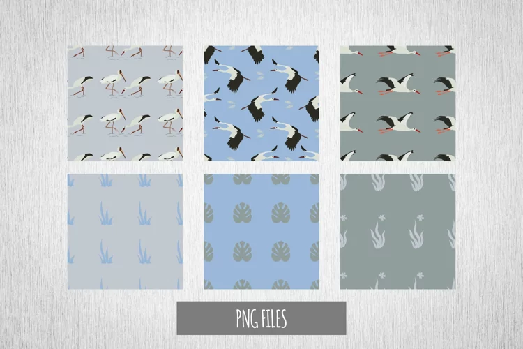 Stork with Vintage Color Seamless Pattern Paper Pack