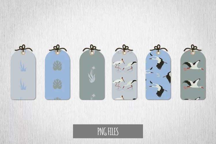 Stork with Vintage Color Seamless Pattern Shaped Tag
