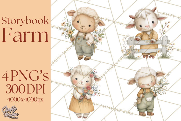 Vintage Farm Animal Clipart, Whimsical Farm Animals Clip Art