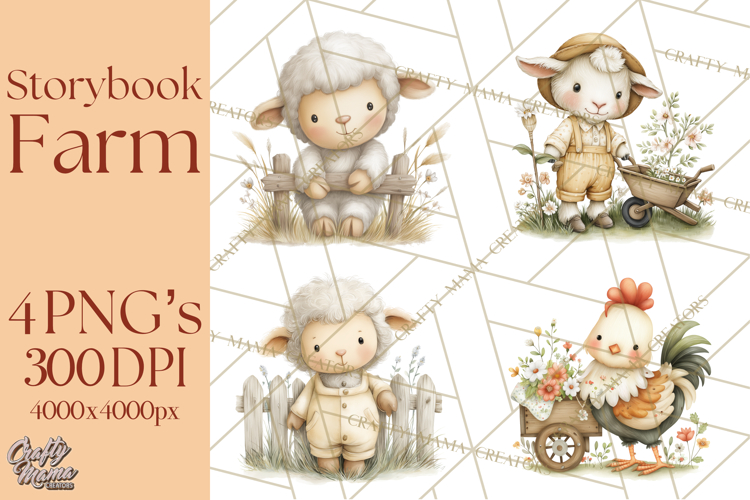 Vintage Farm Animal Clipart, Whimsical Farm Animals Clip Art