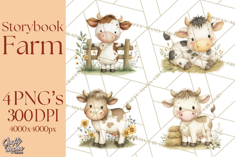 Vintage Farm Animal Clipart, Whimsical Farm Animals Clip Art