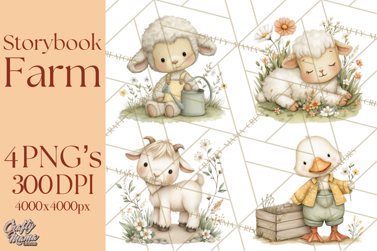 Vintage Farm Animal Clipart, Whimsical Farm Animals Clip Art