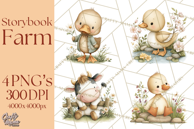 Vintage Farm Animal Clipart, Whimsical Farm Animals Clip Art