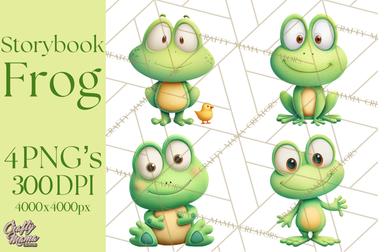 Frog Storybook Clipart, Cute Cartoon Frog Illustrations Png