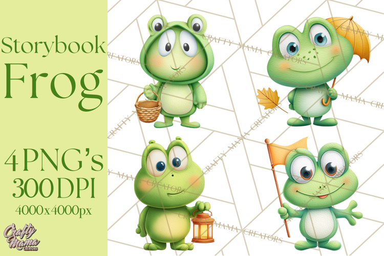 Frog Storybook Clipart, Cute Cartoon Frog Illustrations Png