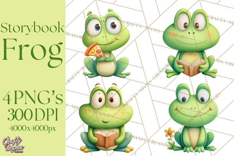 Frog Storybook Clipart, Cute Cartoon Frog Illustrations Png