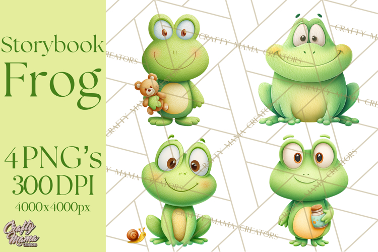 Frog Storybook Clipart, Cute Cartoon Frog Illustrations Png