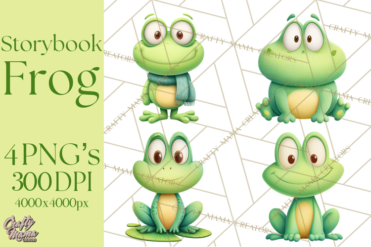 Frog Storybook Clipart, Cute Cartoon Frog Illustrations Png
