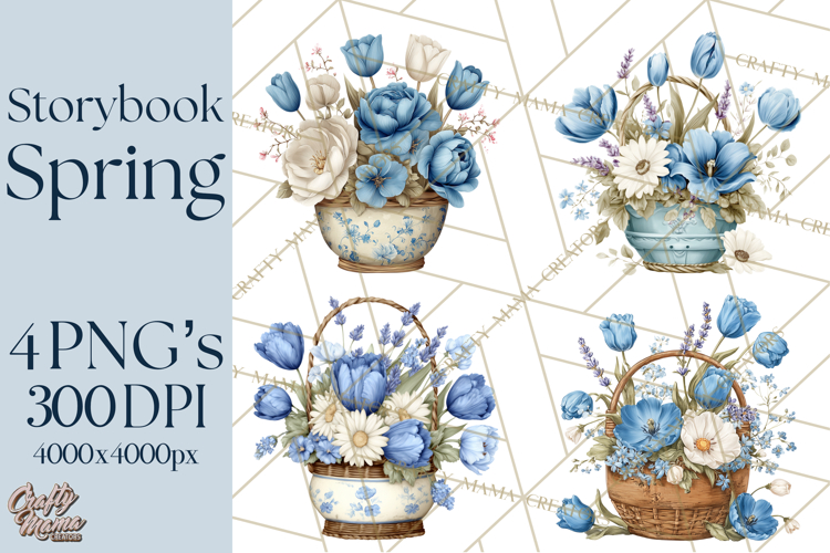 French Vintage Spring Clipart PNG, Pastel Bunny   Floral Art