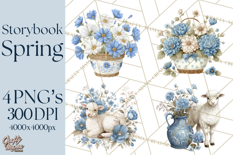 French Vintage Spring Clipart PNG, Pastel Bunny   Floral Art