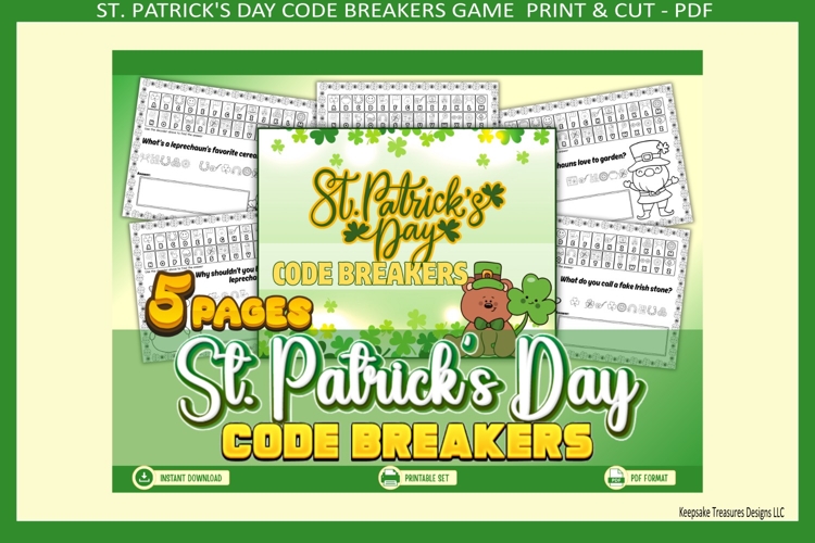 St. Patrick’s Day Coloring Game for Kids Print & Cut PDF
