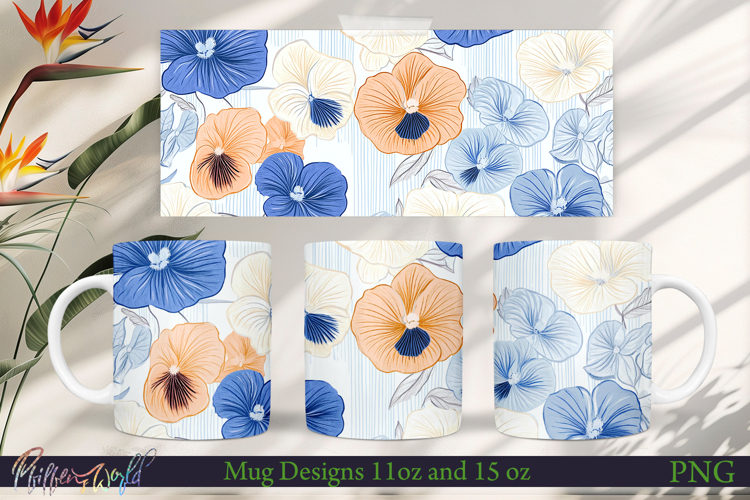 Flowers Mug Wrap | Stripes | Colorful Meadow