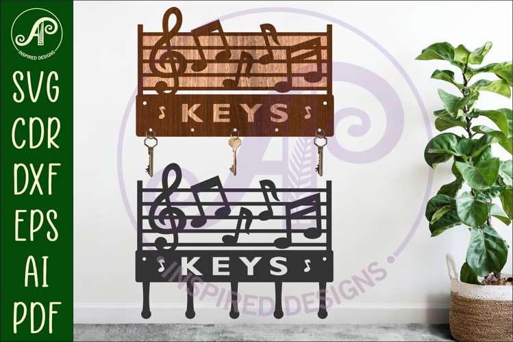 Music notes straight Key holder designs for wood and metal