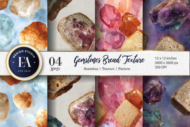 Gemstones with Surreal Bread Texture Digital Paper