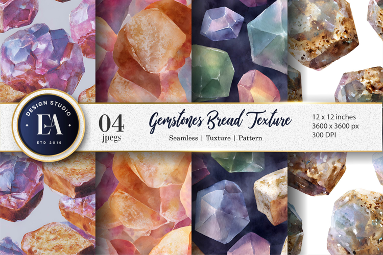 Gemstones Blended with Bread-Like Surfaces Digital Paper
