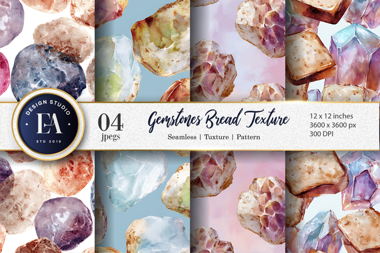 Gemstones Blended with Bread-Like Surfaces Digital Paper