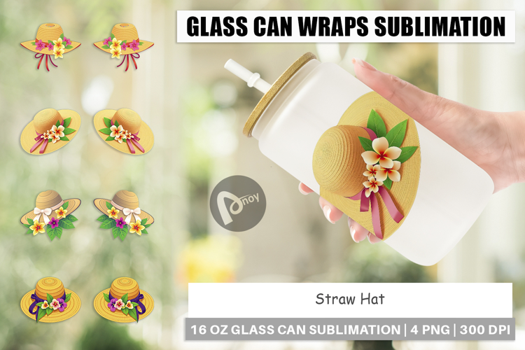 Glass Can Straw Hat