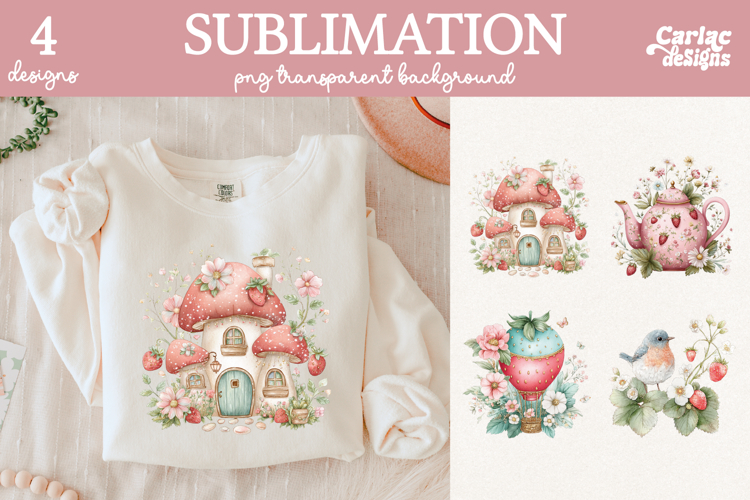 Strawberries Sublimation Bundle, Strawberries Clipart Bundle