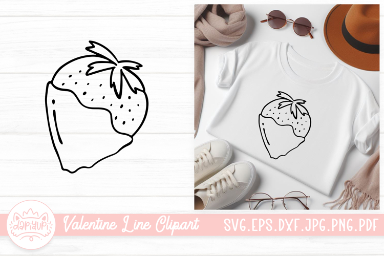 Strawberry Outline SVG Element For Valentines Day Clipart