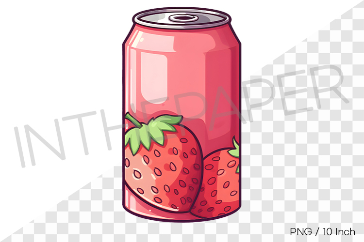 Strawberry can PNG Drink Clipart beverage summer cartoon