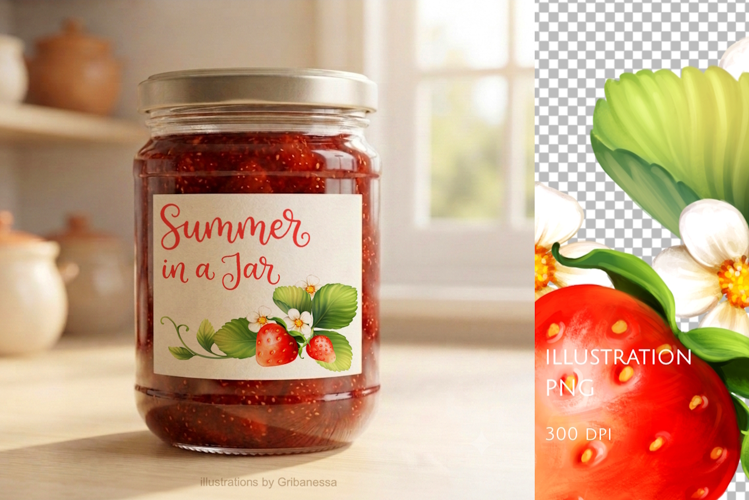 Strawberry Botanical Clipart PNG