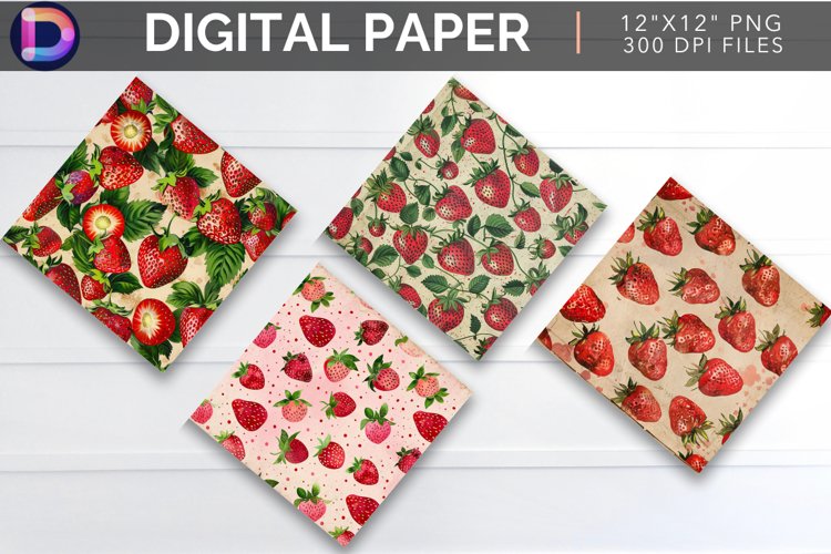 Strawberry Digital Paper example image 1