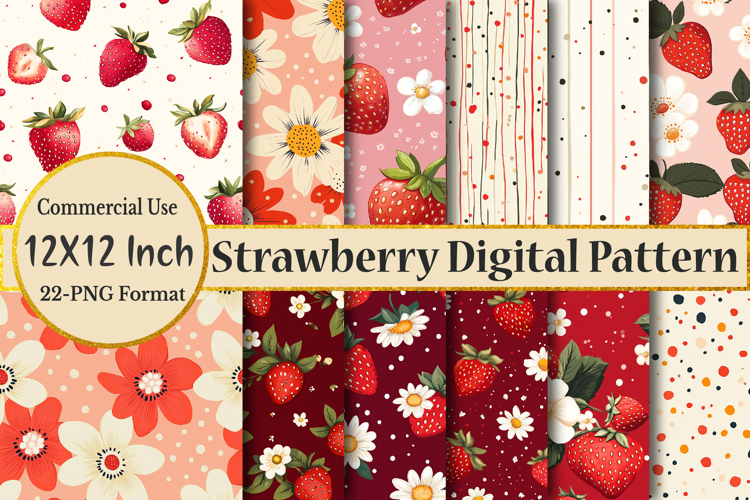 Strawberry Digital Seamless Pattern