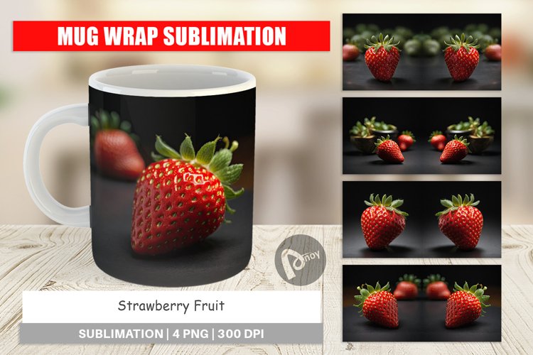 Mug Wrap Design Strawberry Fruit