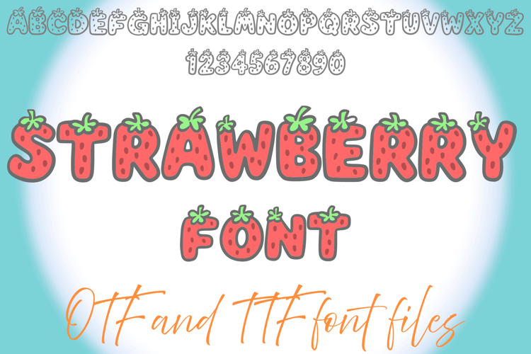 Strawberry Fruit Lettering ABC Text Font Typeface Berry OTF