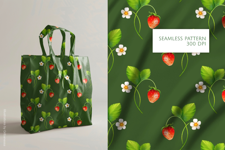 Strawberry Green Seamless Pattern