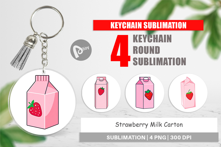 Keychain Strawberry Milk Carton