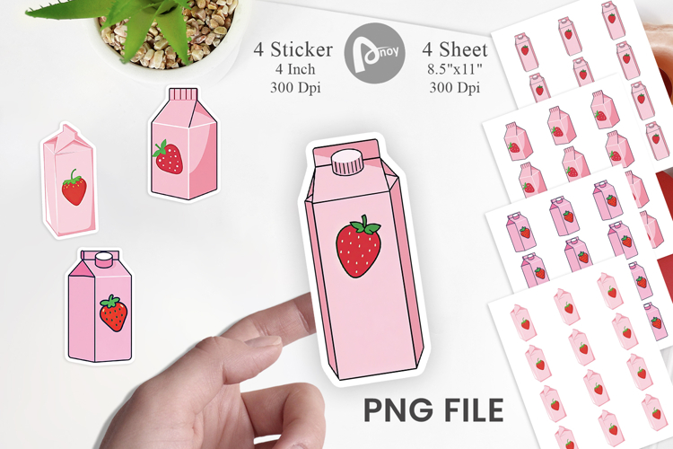 Strawberry Milk Carton Sticker