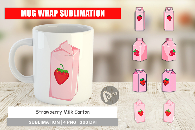 Mug Wrap Strawberry Milk Carton