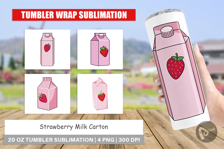 Tumbler Strawberry Milk Carton