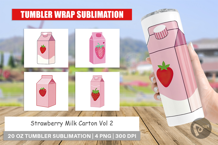 Tumbler Strawberry Milk Carton