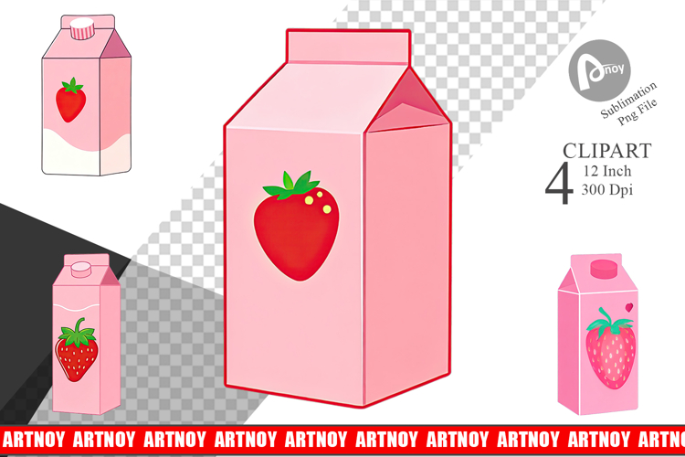 Strawberry Milk Carton Clipart
